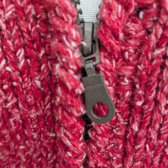 Handmade Cardigan Hoodie Sweater Wool Boho Hippie Multicolor Zip Chunky Red Blue - Picture 10 of 11